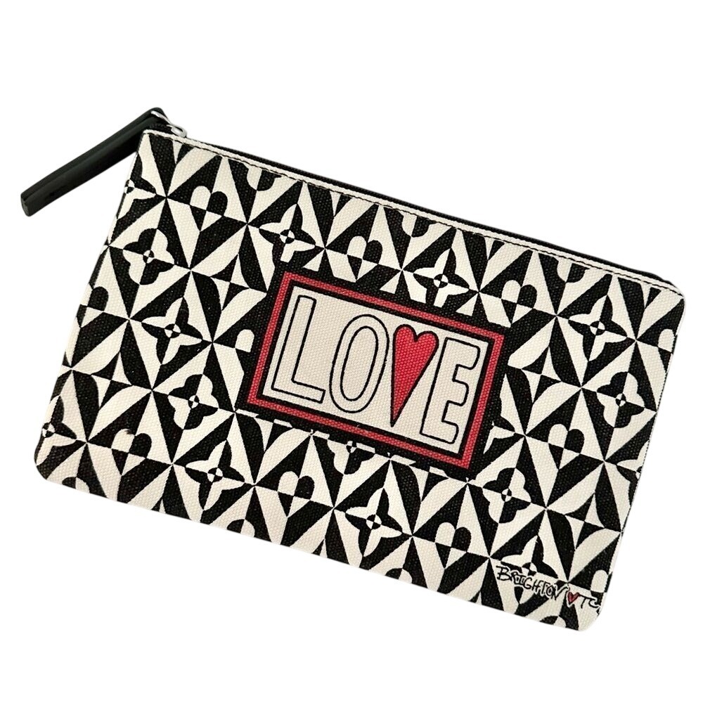 Brighton Love Zippered Makeup‎ Bag Women's Black White Valentine Hearts